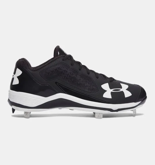 New Under Armour Men’s 13 Ignite Low Steel Baseball Cleats Black/White