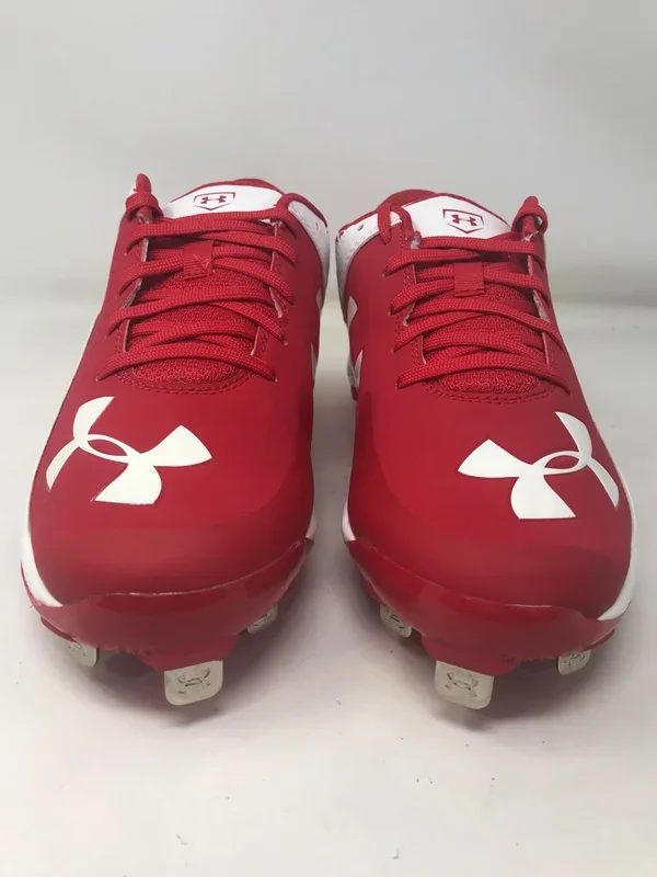 New Under Armour Men’s 6.5 Yard Low ST Red/White Baseball Metal Cleats