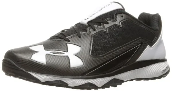 New Under Armour Men’s Deception Trainer Baseball Shoe Blk/Wht Size 13 M