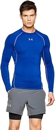 New Under Armour Men’s HeatGear Armour Compression LS T-Shirt Ryl/Gry XX-Large