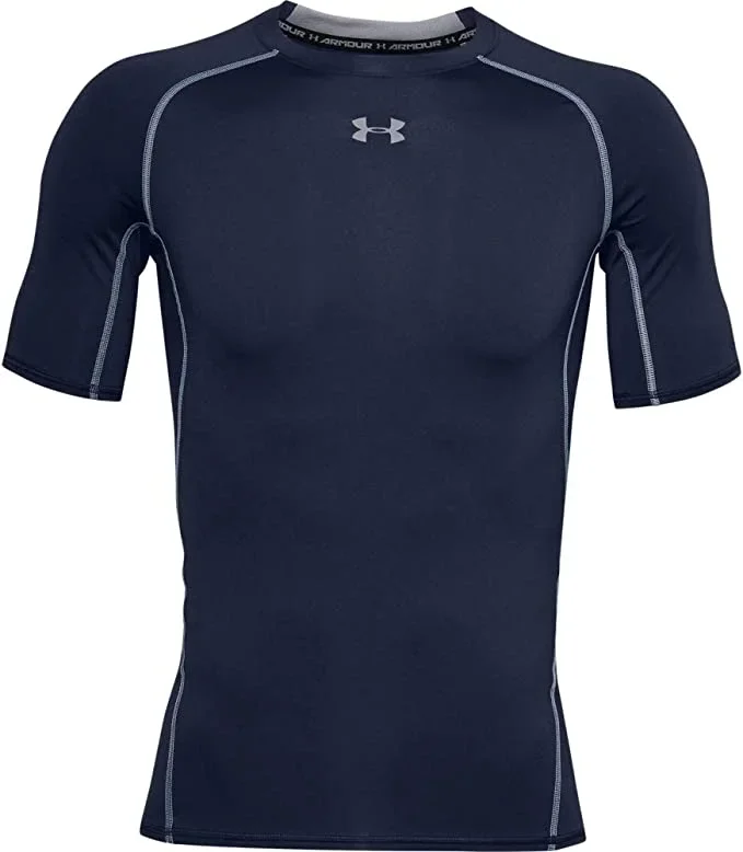 New Under Armour Men’s HeatGear Armour Short Sleeve Compression T-Shirt Sm Nvy/Gr