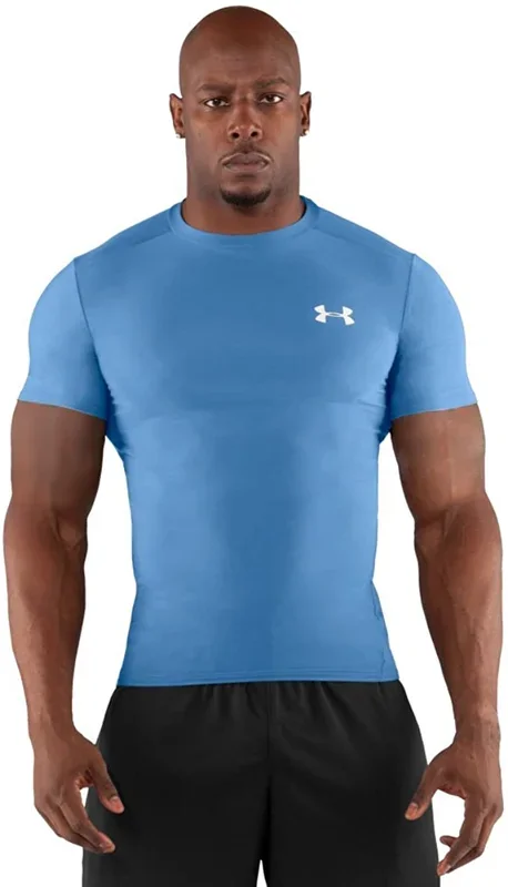 New Under Armour Men’s HeatGear Armour Short Sleeve Compression T-Shirt XL Blu/Wht