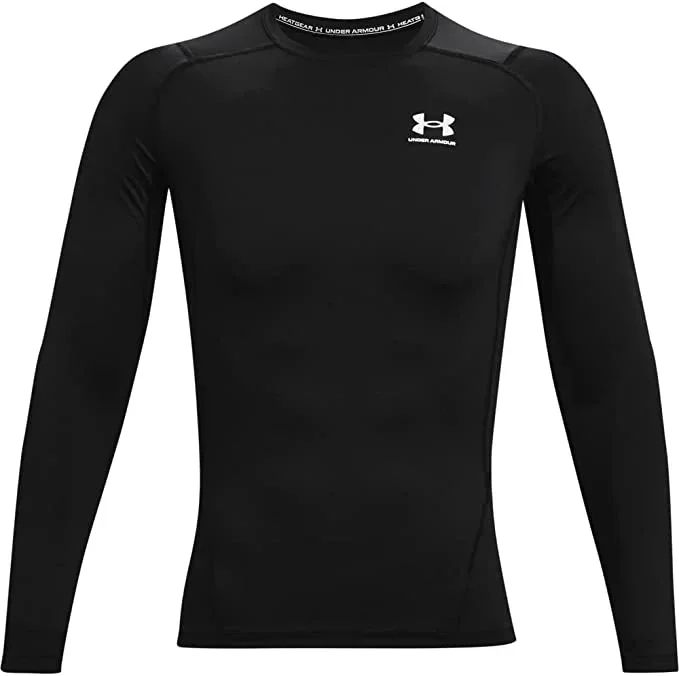 New Under Armour Men’s HeatGear Compression Long-Sleeve T-Shirt Medium Blk/Wht