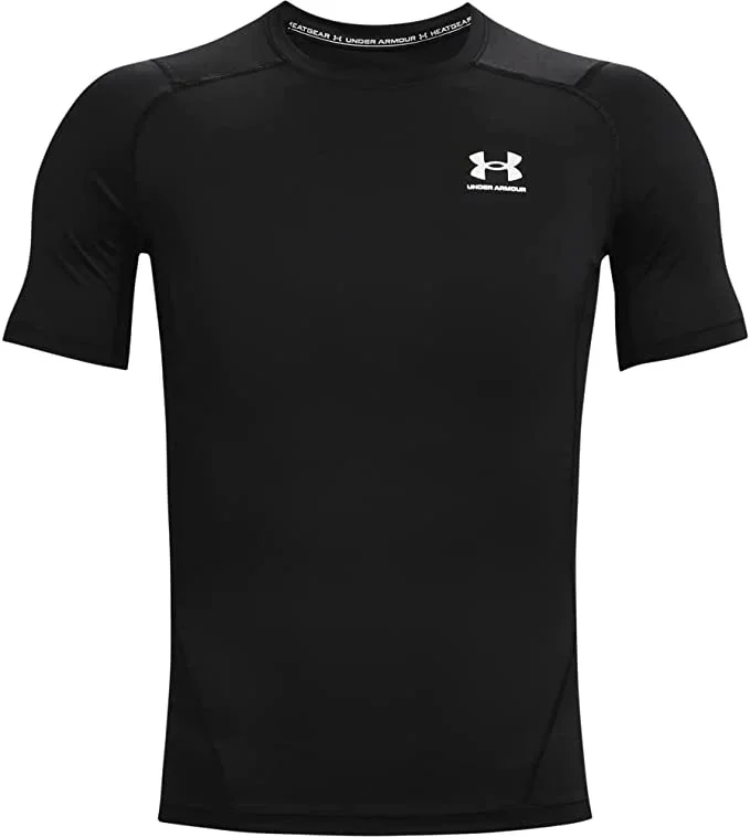 New Under Armour Men’s HeatGear Compression Short-Sleeve T-Shirt Lrg Blk/Wht