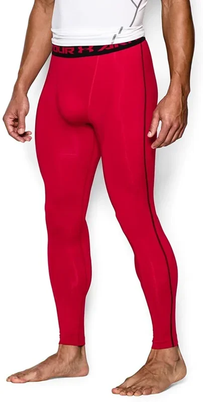 New Under Armour Men’s HG Compression Leggings Red/Black XX-Large