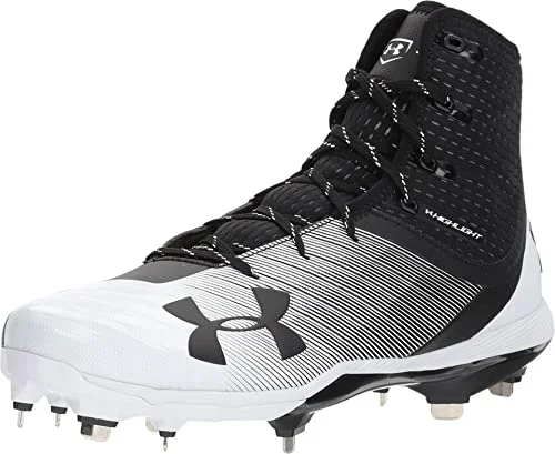 New Under Armour Men’s Highlight Yard DiamondTips BB Metal Cleats Blk/Wht 13