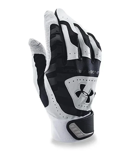 New Under Armour Men’s Medium Yard Baseball Batting Gloves Black/White