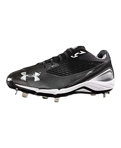 New Under Armour Men’s Natural II Low Metal Baseball Cleats Black/White Men 11