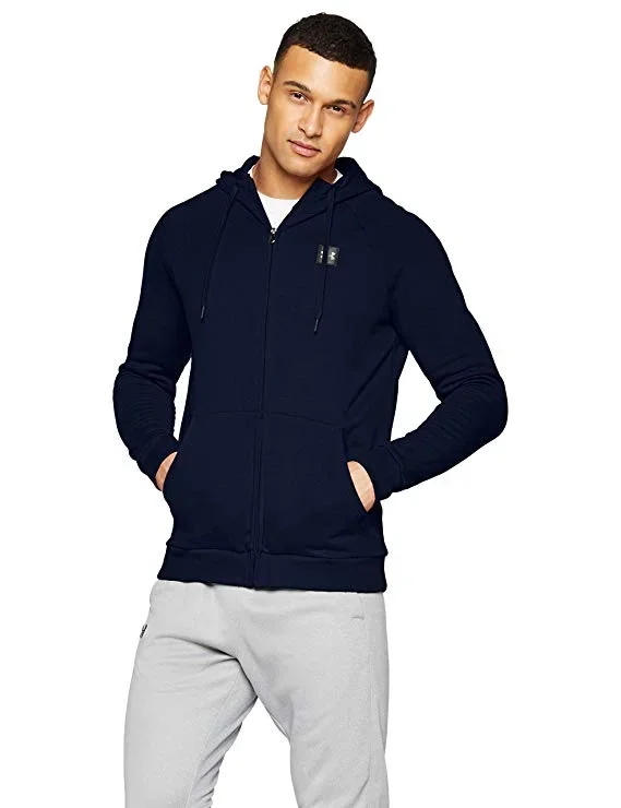 New Under Armour Men’s Rival Fleece Full Zip Hoodie Navy Large Imported