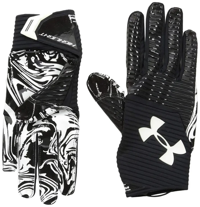 New Under Armour Men’s Small Spotlight Pro Football Gloves Black/White 1290813