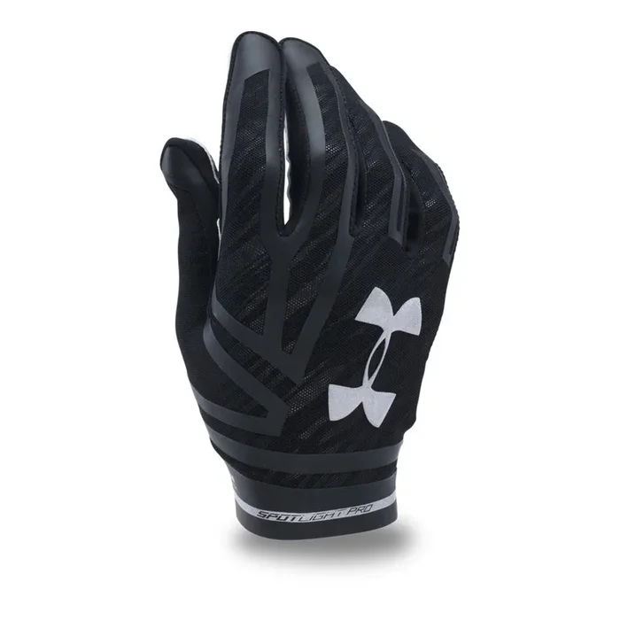 New Under Armour Men’s Small Spotlight Pro Football Gloves Black/White GlueGrip