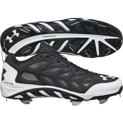 New Under Armour Men’s Spine Metal Baseball Cleats Black/White Size 11