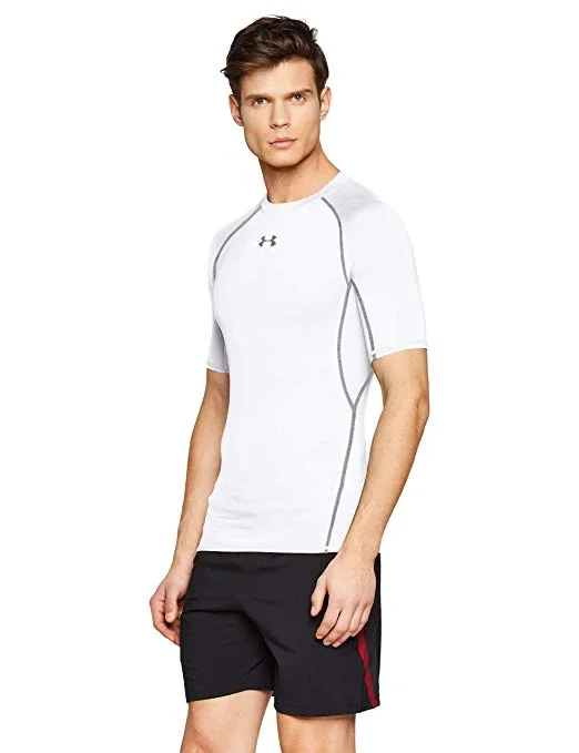 New Under Armour Men’s XXL HeatGear White/Gray Short Sleeve Compression Shirt