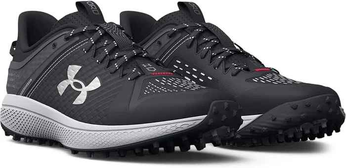 New Under Armour Men’s Yard Low Turf Baseball Cleat Shoe, (001) Black/Black/White, 8.5