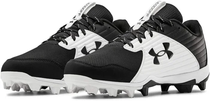 New Under Armour mens Leadoff Low Rm Baseball Shoe, Black/White, 9.5 US