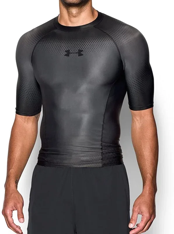 New Under Armour Mens Men’s Charged Compression Short Sleeve Shirt Black Small