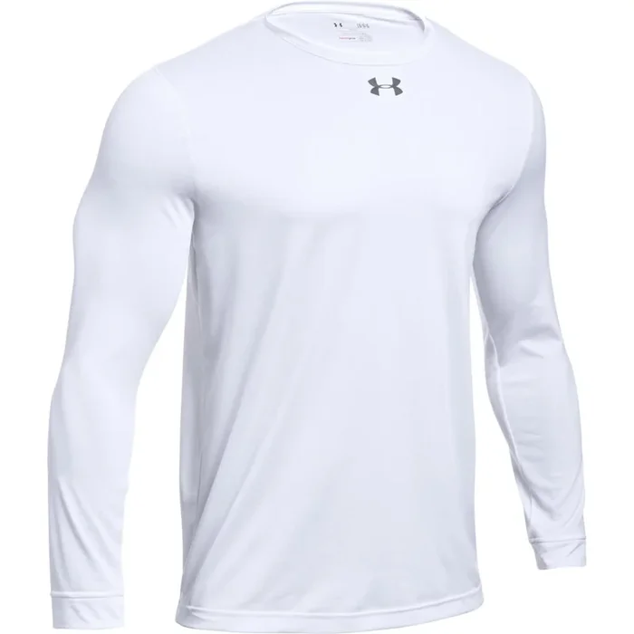 New Under Armour Mens Ua Locker 2.0 Long Sleeve Shirt 1305776 White/Gray Large