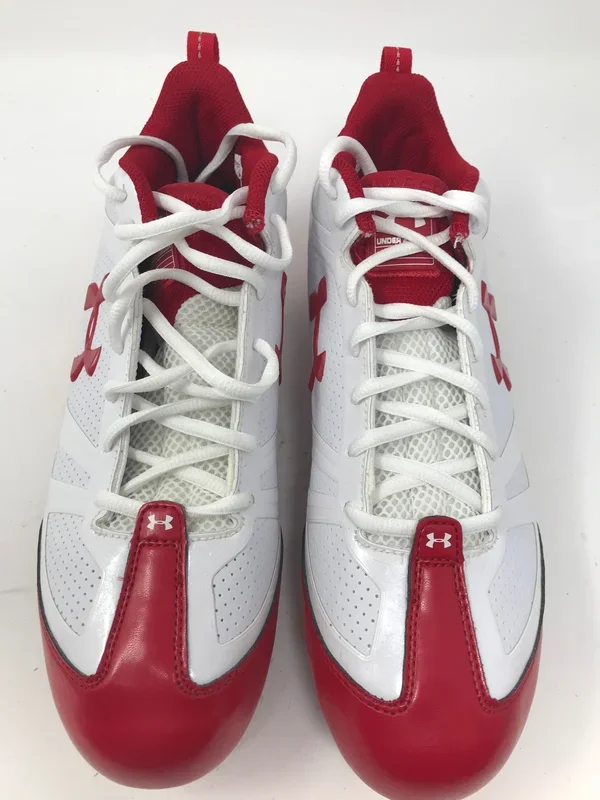 New Under Armour Proto Speed Mid D Mens Size 12 Football Cleats Red/White