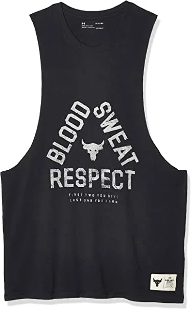 New Under Armour Small Project Rock Blood Sweat Respect Black