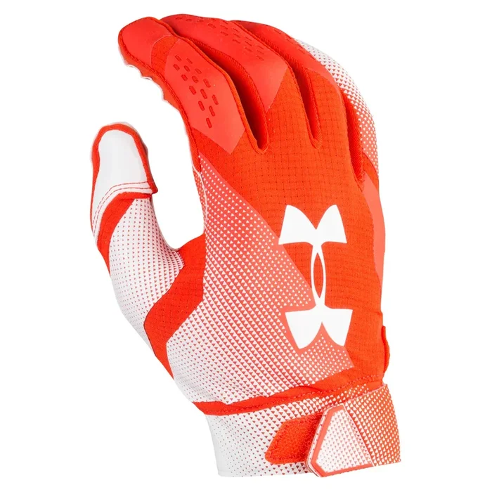 New Under Armour Spotlight Men Adult Football Gloves Medium Orange/White