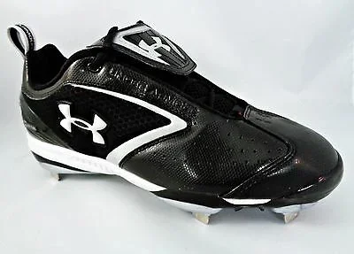 New Under Armour UA Metal Bomber Low ST Mens Size 12.5 Blk/Slvr Baseball Cleats