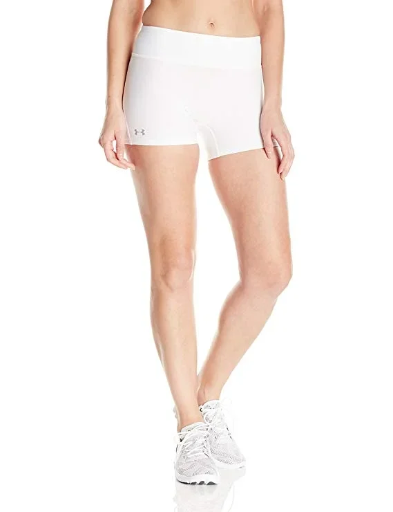 New Under Armour Women’s Heat Gear Authentic Middy Shorts White Large