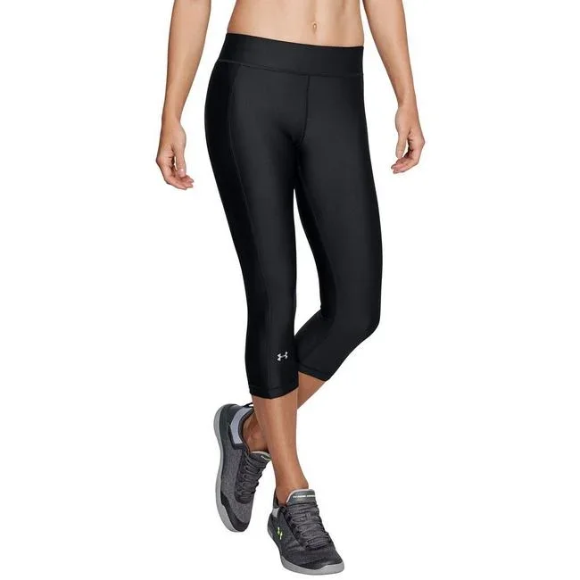 New Under Armour Women’s HeatGear Armour Capri, Carbon Black, X-Small