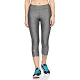 New Under Armour Women’s HeatGear Armour Capri, Carbon Heather/Silver, X-Small
