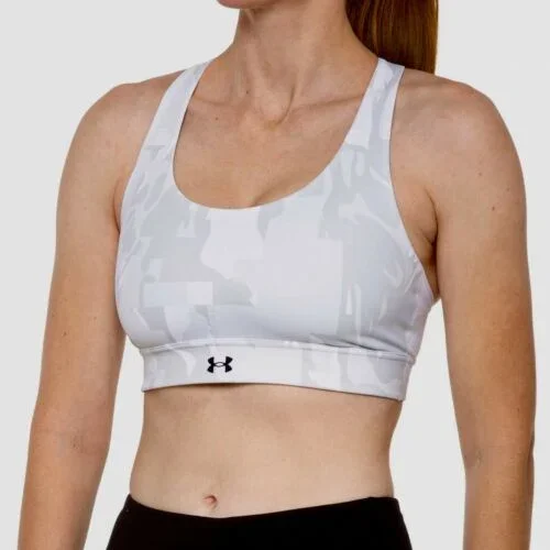 New Under Armour Women’s Iso-Chill Mid Team Sports Bra Medium White/Camo