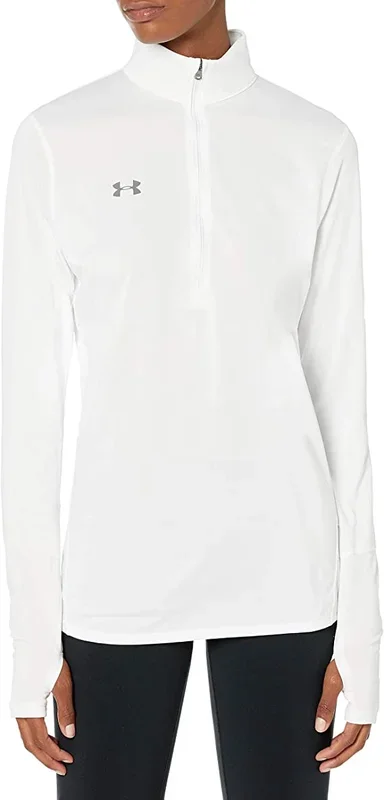 New Under Armour Women’s Locker 1/2 Zip T-Shirt Small White/Gray