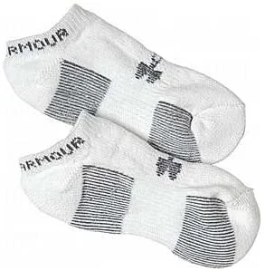 New Under Armour Youth All Season No Show Sock 2-Four-Pack Medium White/Black