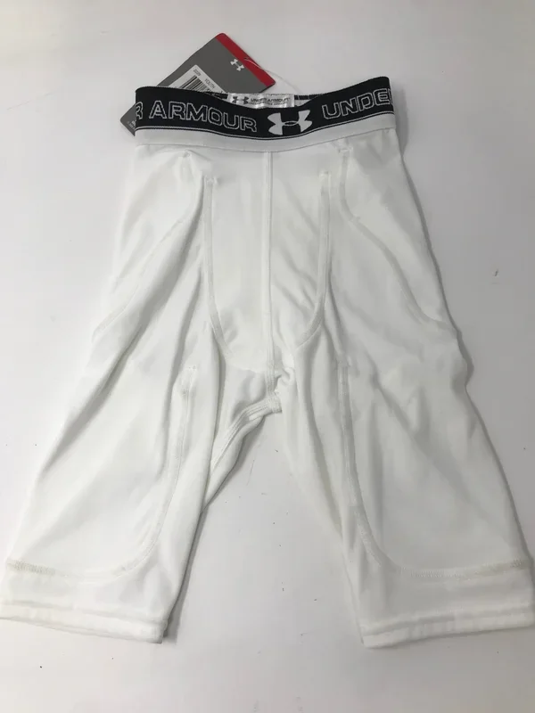 New Under Armour Youth HeatGear Compression Shorts Medium White