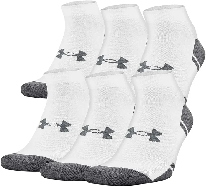 New Under Armour Youth Resistor 3.0 Low Cut Socks 6 Pair Large White/Black