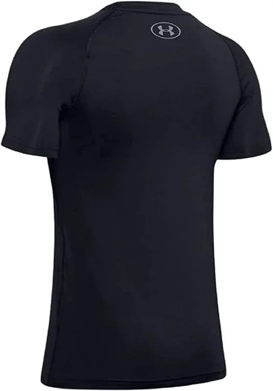 New Under Armour Youth X-Large Short Sleeve Fitted Shirt Black/White