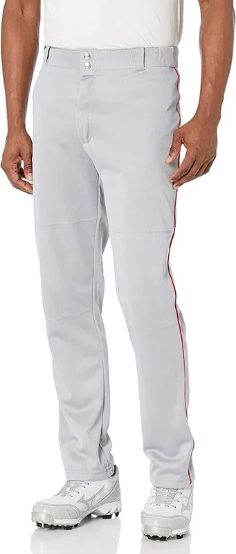 New Wilson Adult Men’s Classic Relaxed Fit Piped Baseball Pant Gray/Red Large