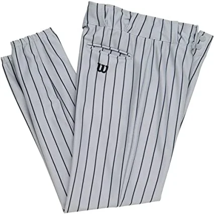 New Wilson Adult Poly Warp Knit Woven Pinstripe Baseball Pant Gry/Nvy Small
