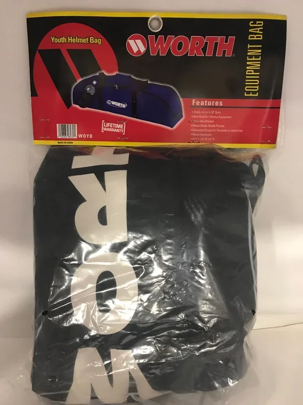 New Worth Youth Helmet Bag WB3 33.5 x 8 x 8 Black Holds 3 bats 1 Helmet