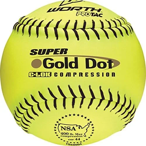New Worth YS44NS4 Super Gold Dot 12″ .44 COR NSA Pro Tac Softball Yllw/Blk