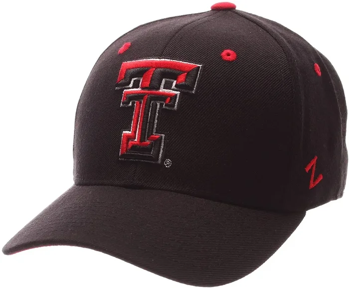 New Zephyr Texas Tech Red Raiders DH Fitted Hat 7 5/8″ Black/Red 100% Woll