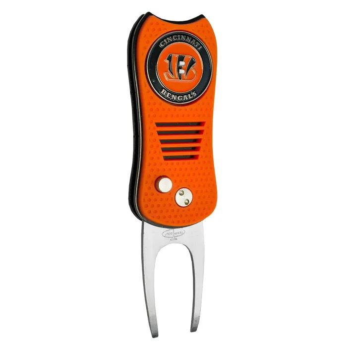 NFL Switchblade Divot Repair Tool with Double-Sided Removable Magnetic Ball Marker (Cincinnati Bengals)