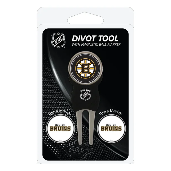 NHL Custom Golf Divot Tools with 3 Double-Sided Magnetic Ball Marker (Boston Bruins)