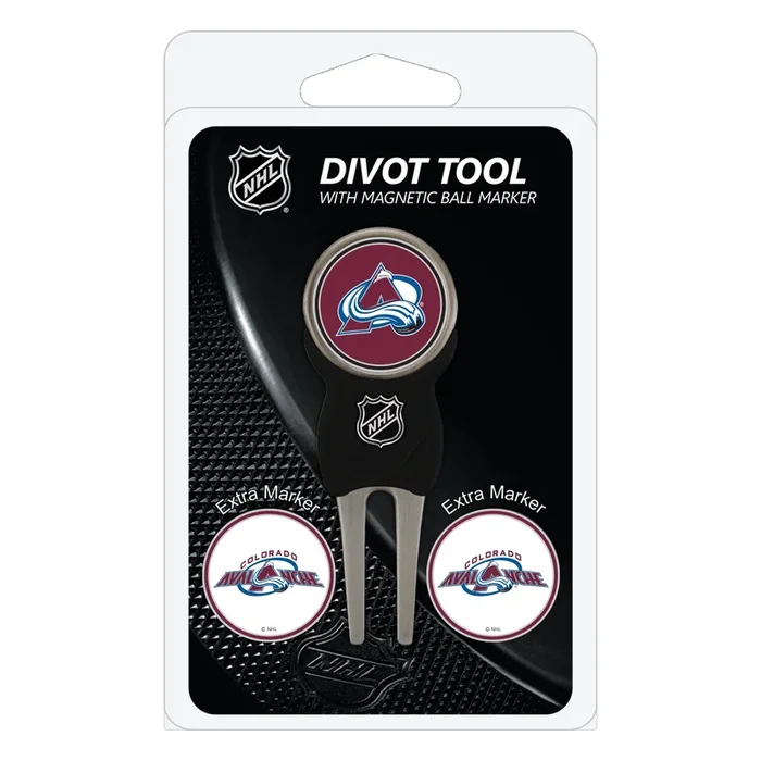 NHL Custom Golf Divot Tools with 3 Double-Sided Magnetic Ball Marker (Colorado Avalanche)