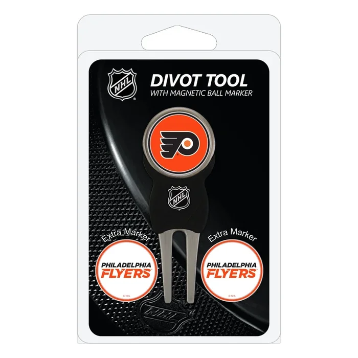 NHL Custom Golf Divot Tools with 3 Double-Sided Magnetic Ball Marker (Philadelphia Flyers)