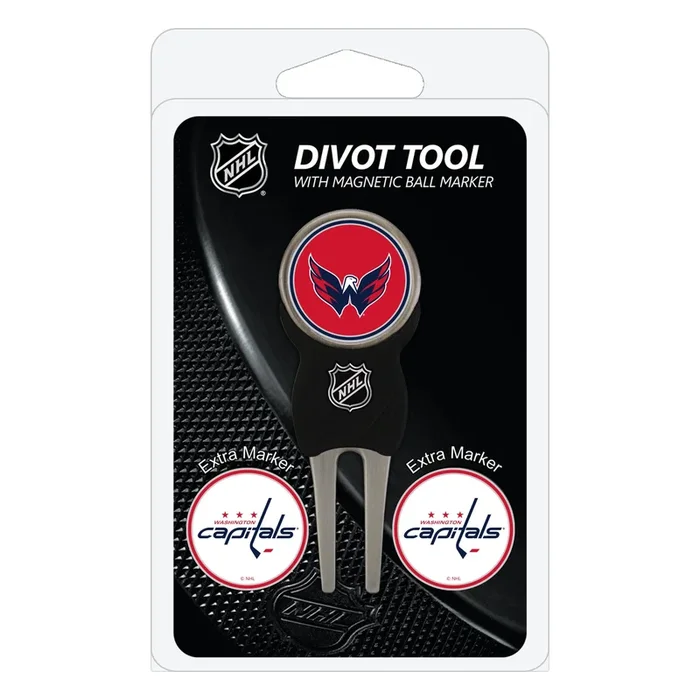 NHL Custom Golf Divot Tools with 3 Double-Sided Magnetic Ball Marker (Washington Capitals)