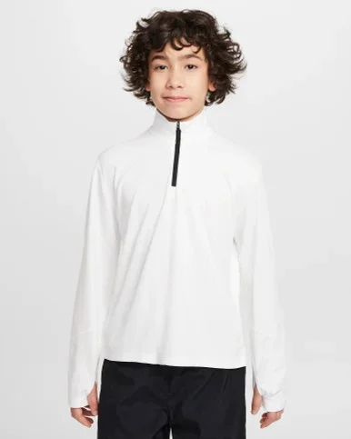 Nike Dri-Fit Half Zip Kids Top White