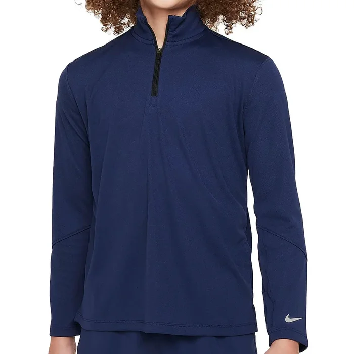 Nike Dri-FIT Junior UV Long-Sleeve 1/2-Zip Top – Midnight Navy/Reflective Silver