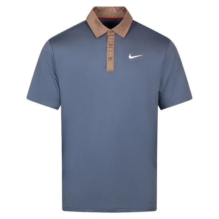 Nike Dri-FIT Tour Contrast Golf Polo Diffused Blue/Mink Brown/White – SU25 Men