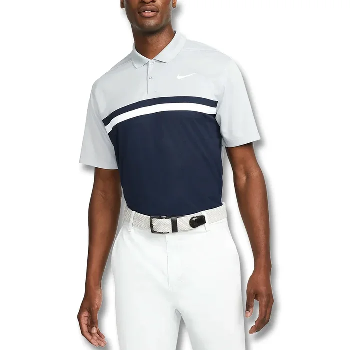 Nike Dri-FIT Victory Color-Blocked Golf Polo Light Smoke Gray/Obsidian/White – SS22 Men