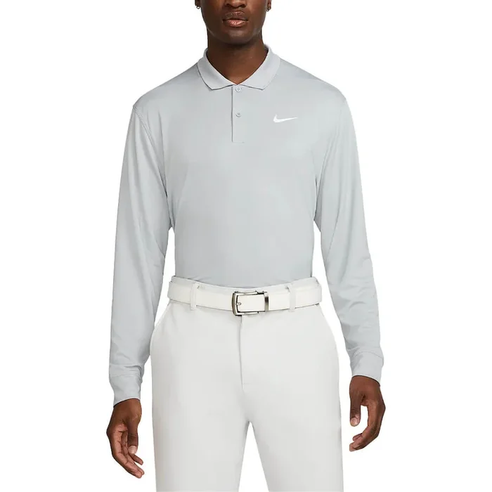 Nike Dri-FIT Victory Solid Longsleeve Golf Polo Wolf Gray/White – FA25 Men