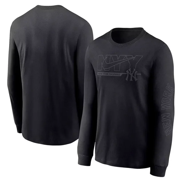 Nike Men’s New York Yankees Pitch Local Long Sleeve Cotton T-Shirt – Black